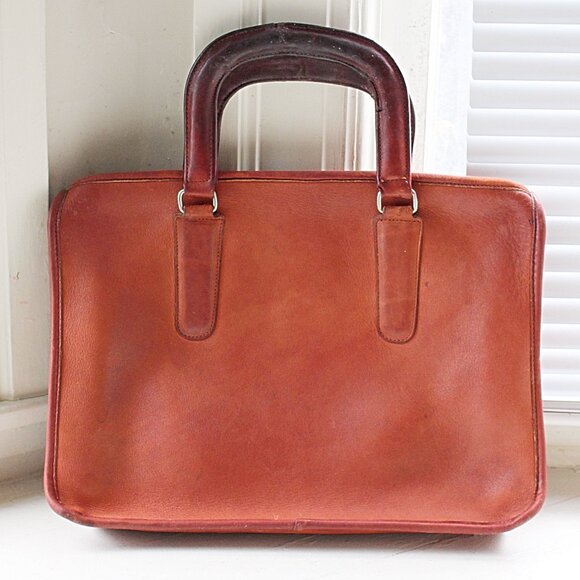 Coach Vintage - 1970s RUST Slim Satchel - NYC Factory, Talon Zipper - Picture 2 of 13